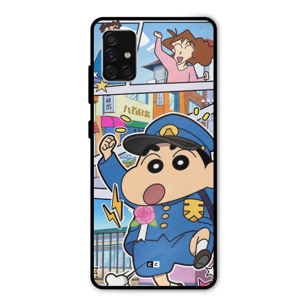 Officer Shinchan Metal Back Case for Galaxy A51