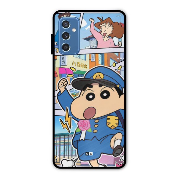 Officer Shinchan Metal Back Case for Galaxy M52 5G