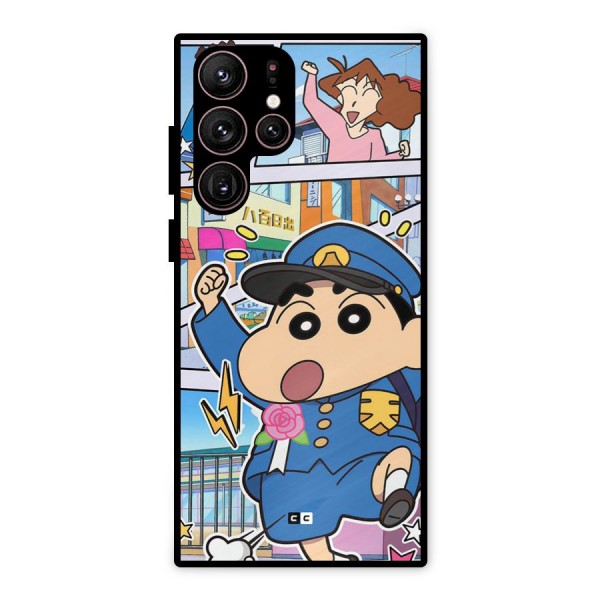 Officer Shinchan Metal Back Case for Galaxy S22 Ultra 5G