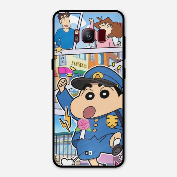 Officer Shinchan Metal Back Case for Galaxy S8