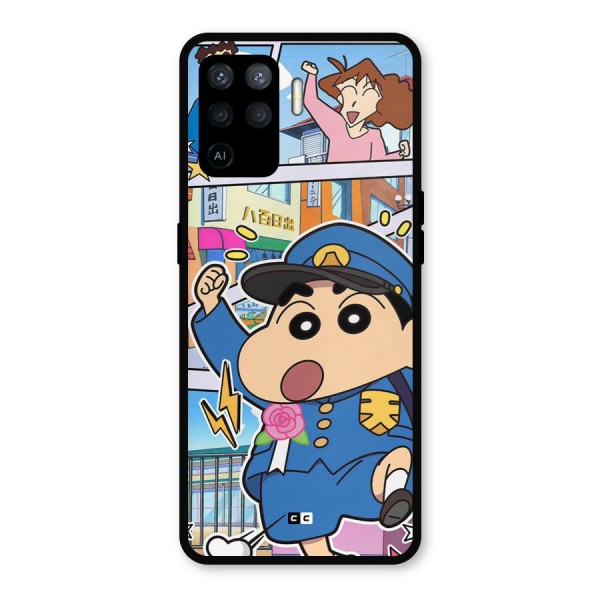Officer Shinchan Metal Back Case for Oppo F19 Pro
