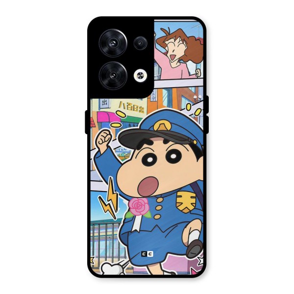 Officer Shinchan Metal Back Case for Oppo Reno8 5G