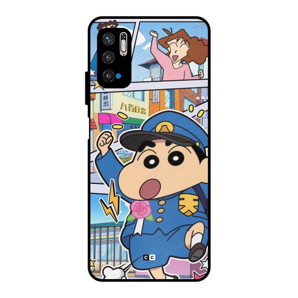 Officer Shinchan Metal Back Case for Poco M3 Pro 5G