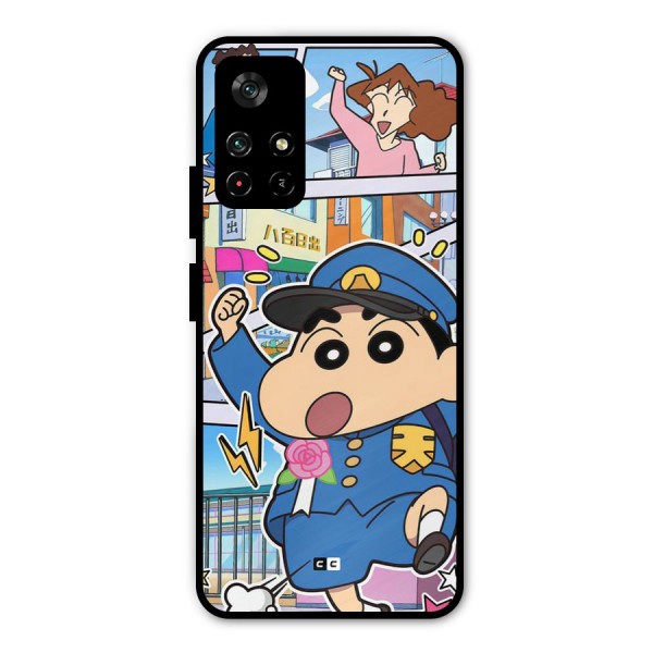 Officer Shinchan Metal Back Case for Poco M4 Pro 5G