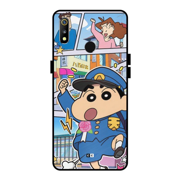 Officer Shinchan Metal Back Case for Realme 3