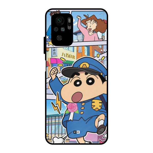 Officer Shinchan Metal Back Case for Redmi Note 10