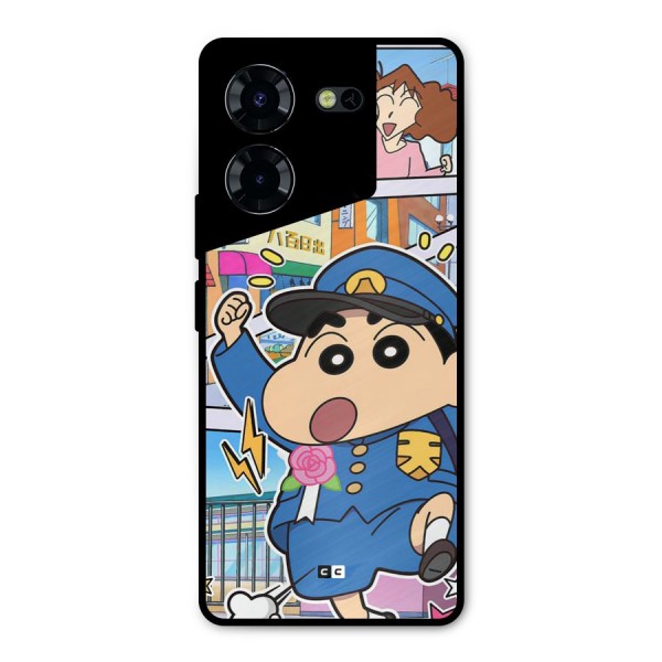 Officer Shinchan Metal Back Case for Tecno Pova 5 Pro 5G