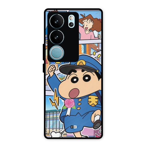 Officer Shinchan Metal Back Case for Vivo V29