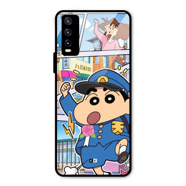 Officer Shinchan Metal Back Case for Vivo Y20i
