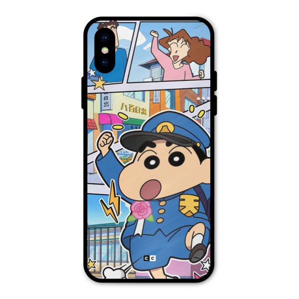 Officer Shinchan Metal Back Case for iPhone X