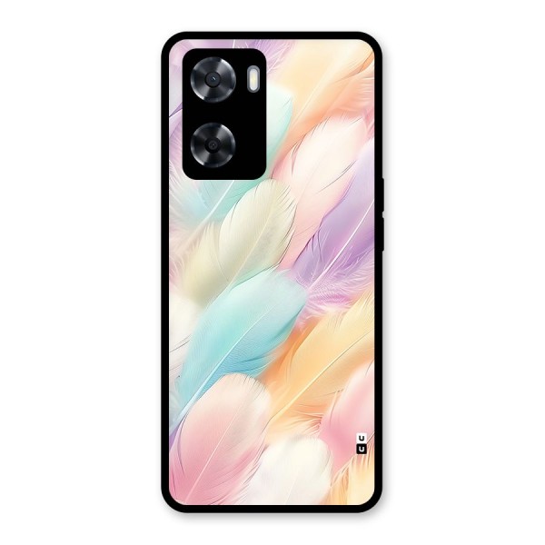Pastel Feather Glass Back Case for Oppo A57 2022