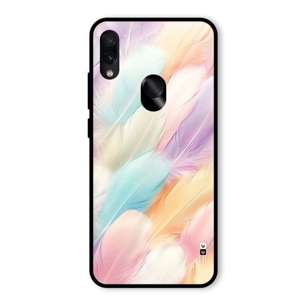 Pastel Feather Glass Back Case for Redmi Note 7S