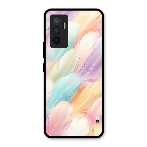 Pastel Feather Glass Back Case for Vivo V23e