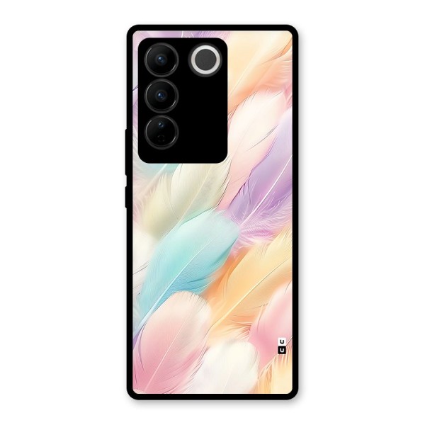 Pastel Feather Glass Back Case for Vivo V27