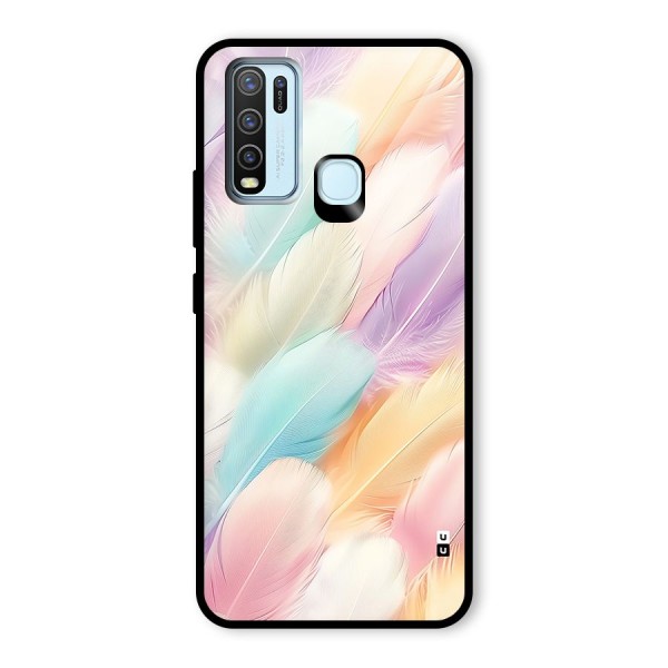 Pastel Feather Glass Back Case for Vivo Y30