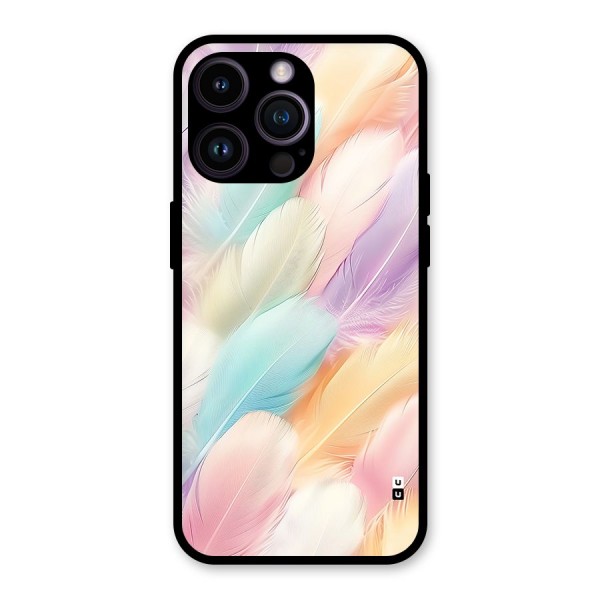Pastel Feather Glass Back Case for iPhone 14 Pro Max
