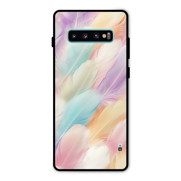 Pastel Feather Metal Back Case for Galaxy S10 Plus