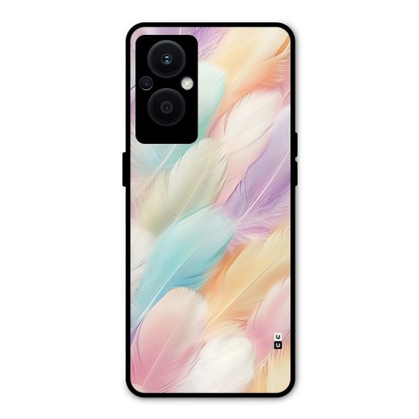 Pastel Feather Metal Back Case for Oppo F21s Pro 5G