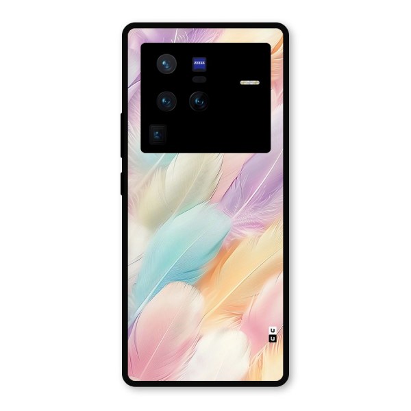 Pastel Feather Metal Back Case for Vivo X80 Pro