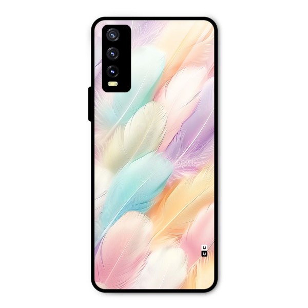 Pastel Feather Metal Back Case for Vivo Y20i