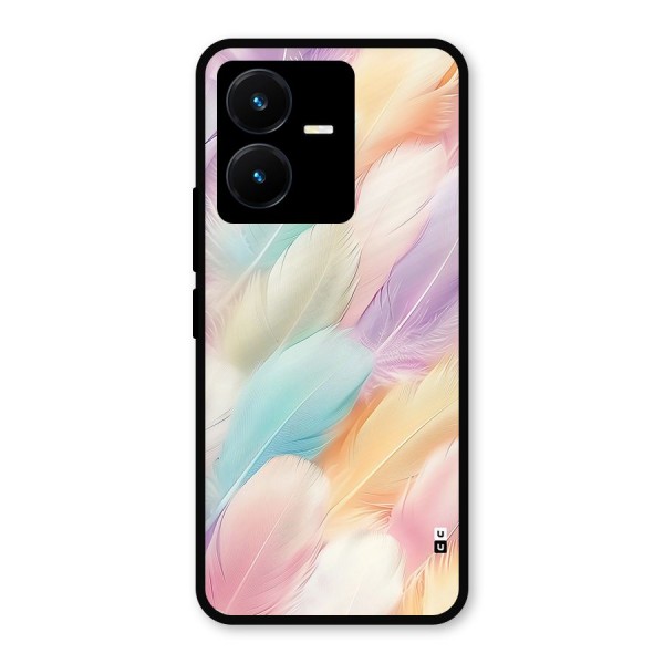 Pastel Feather Metal Back Case for Vivo Y22