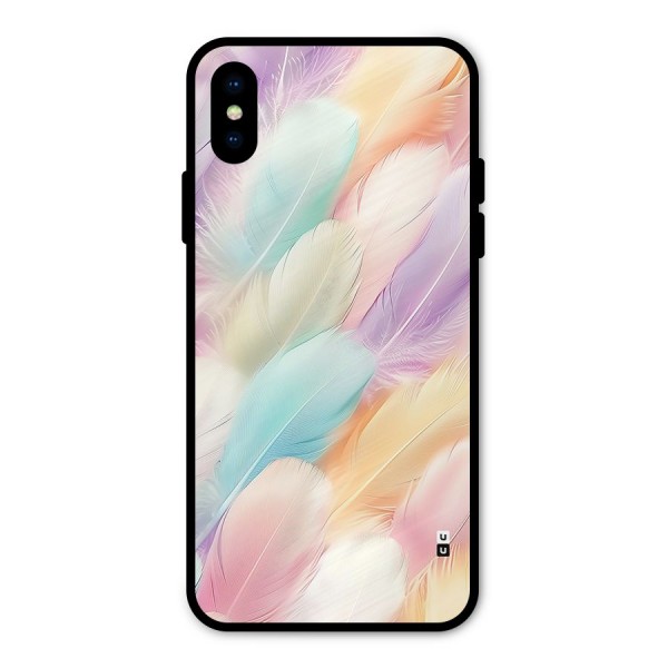 Pastel Feather Metal Back Case for iPhone XS