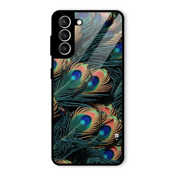 Peacock Feather Art Glass Back Case for Galaxy S21 5G