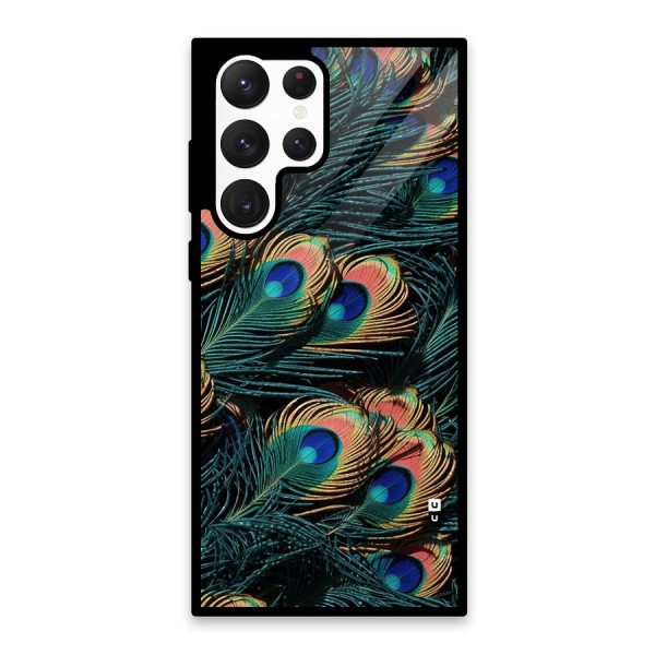 Peacock Feather Art Glass Back Case for Galaxy S22 Ultra 5G