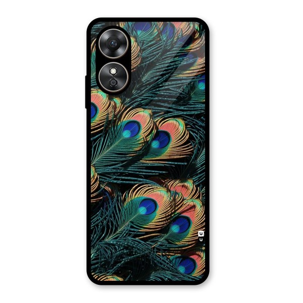 Peacock Feather Art Glass Back Case for Oppo A17