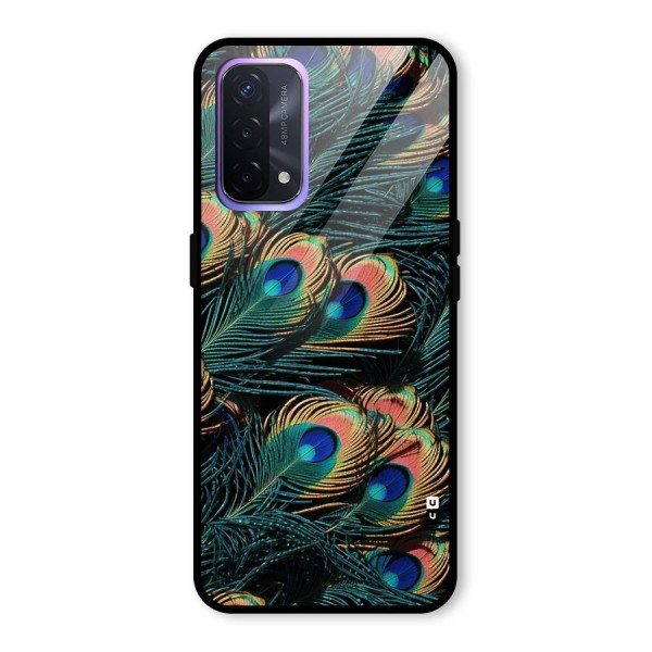 Peacock Feather Art Glass Back Case for Oppo A74 5G