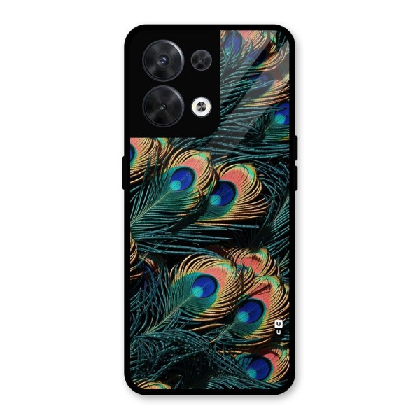 Peacock Feather Art Glass Back Case for Oppo Reno8 5G