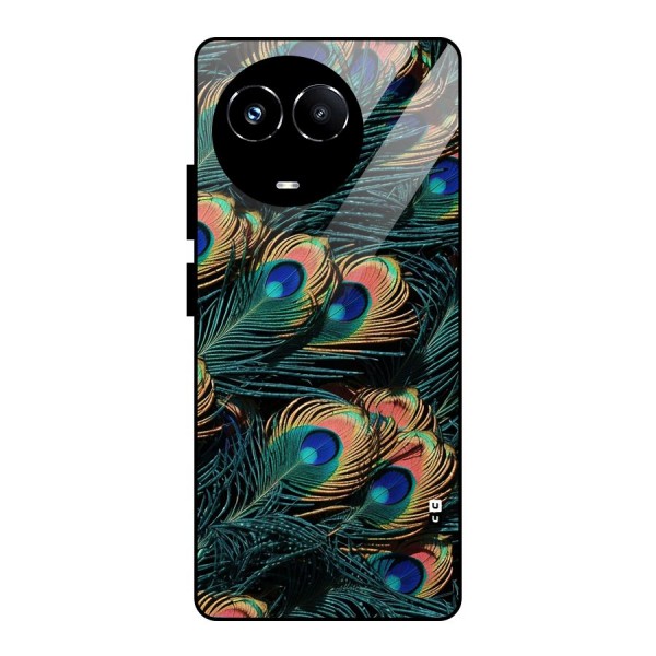 Peacock Feather Art Glass Back Case for Realme 11X