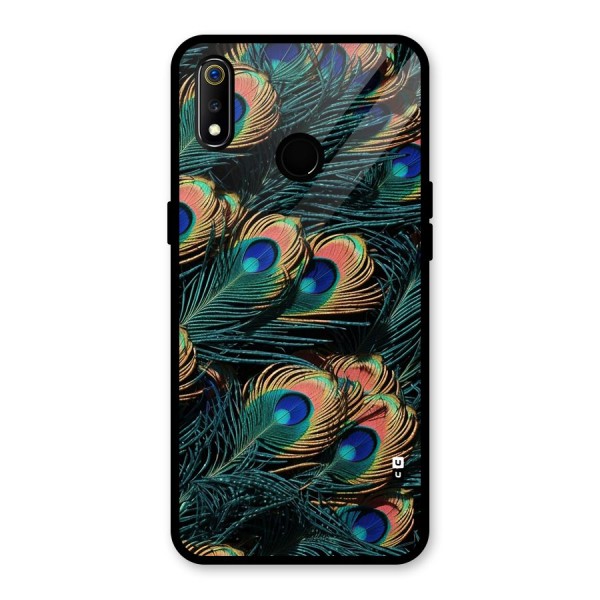 Peacock Feather Art Glass Back Case for Realme 3
