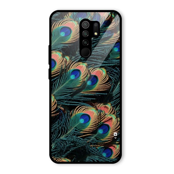 Peacock Feather Art Glass Back Case for Redmi 9 Prime