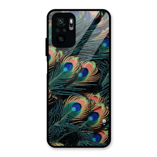 Peacock Feather Art Glass Back Case for Redmi Note 10