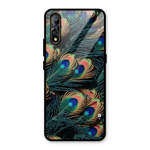 Peacock Feather Art Glass Back Case for Vivo S1