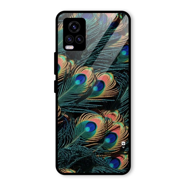 Peacock Feather Art Glass Back Case for Vivo V20 2021