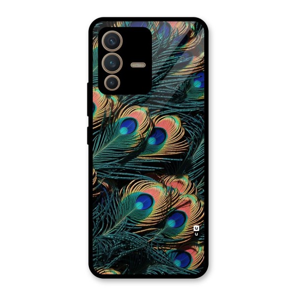 Peacock Feather Art Glass Back Case for Vivo V23 5G