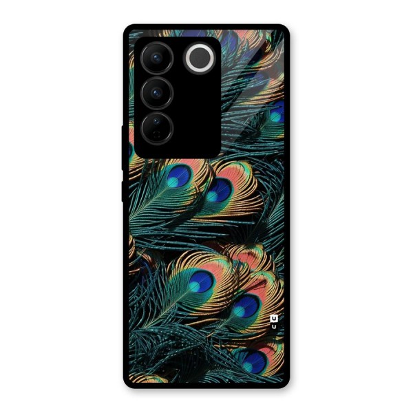 Peacock Feather Art Glass Back Case for Vivo V27