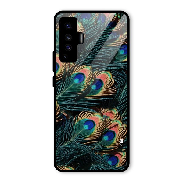 Peacock Feather Art Glass Back Case for Vivo X50