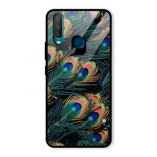 Peacock Feather Art Glass Back Case for Vivo Y15