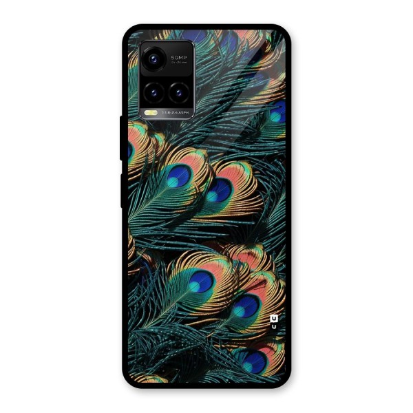 Peacock Feather Art Glass Back Case for Vivo Y21T