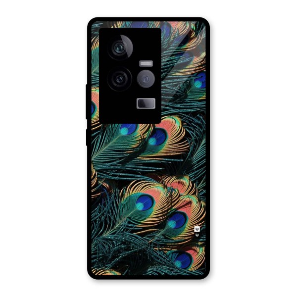 Peacock Feather Art Glass Back Case for Vivo iQOO 11 5G