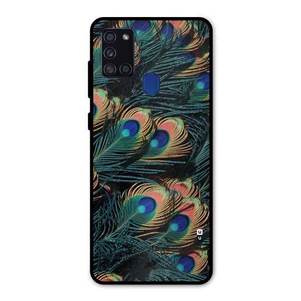 Peacock Feather Art Metal Back Case for Galaxy A21s