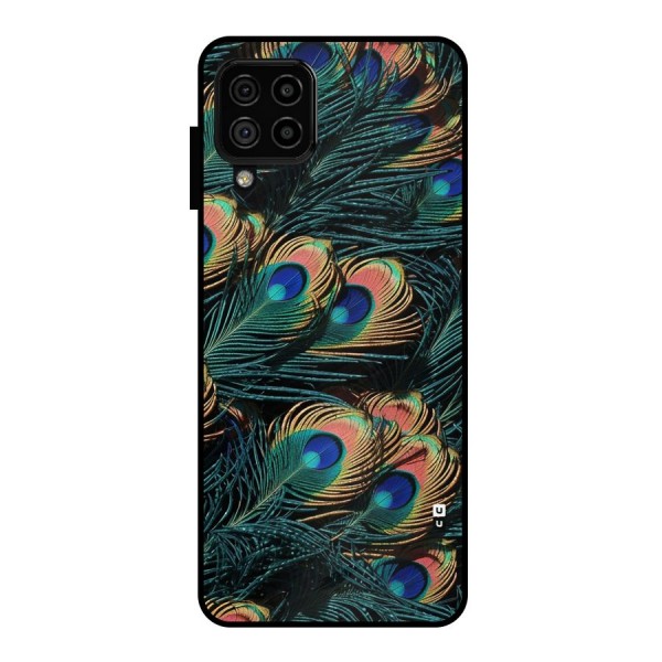 Peacock Feather Art Metal Back Case for Galaxy A22 4G