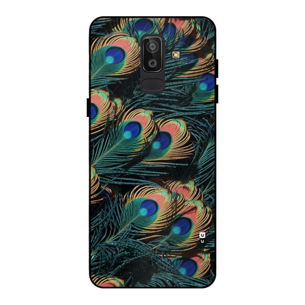 Peacock Feather Art Metal Back Case for Galaxy J8