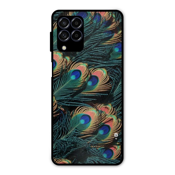 Peacock Feather Art Metal Back Case for Galaxy M53 5G
