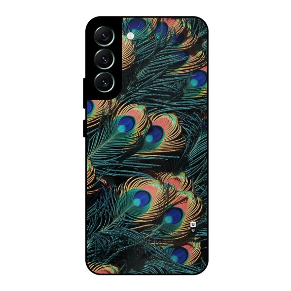Peacock Feather Art Metal Back Case for Galaxy S22 Plus 5G