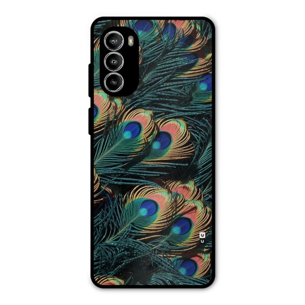 Peacock Feather Art Metal Back Case for Moto G52