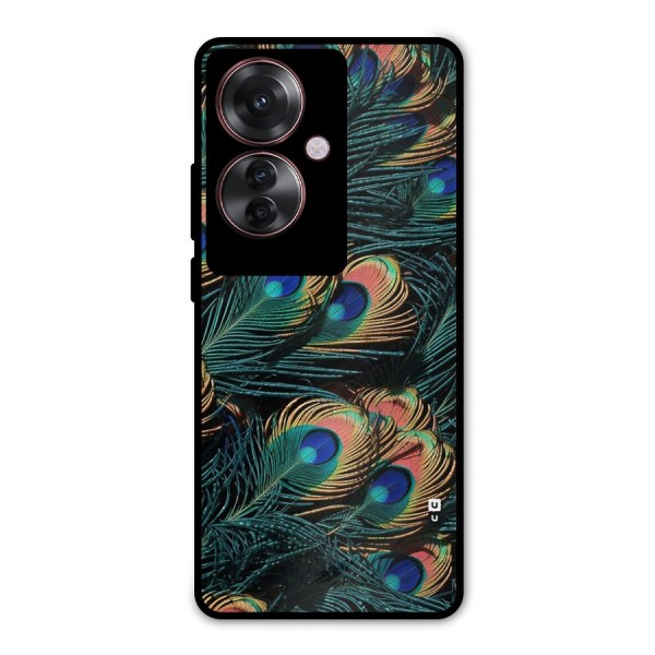Peacock Feather Art Metal Back Case for Oppo F25 Pro